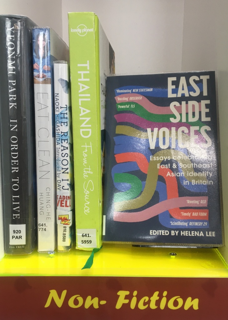 Photo showing a shelf of selected Non-Fiction Books by ESEA authors available at Palmers Green Library