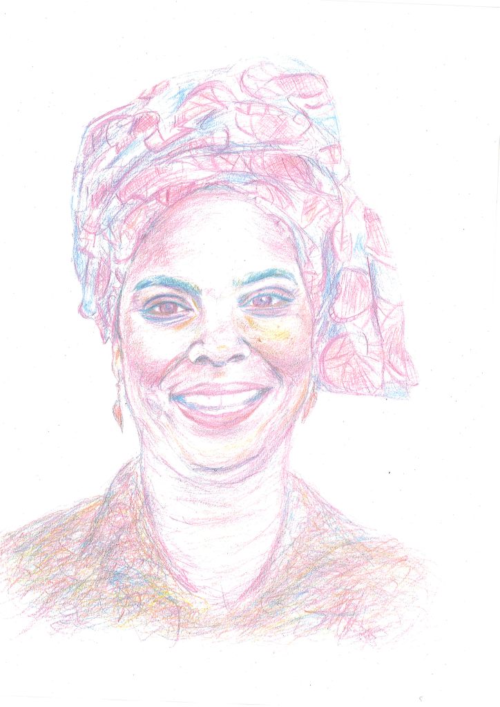 Pencil colour portrait of Atinuke