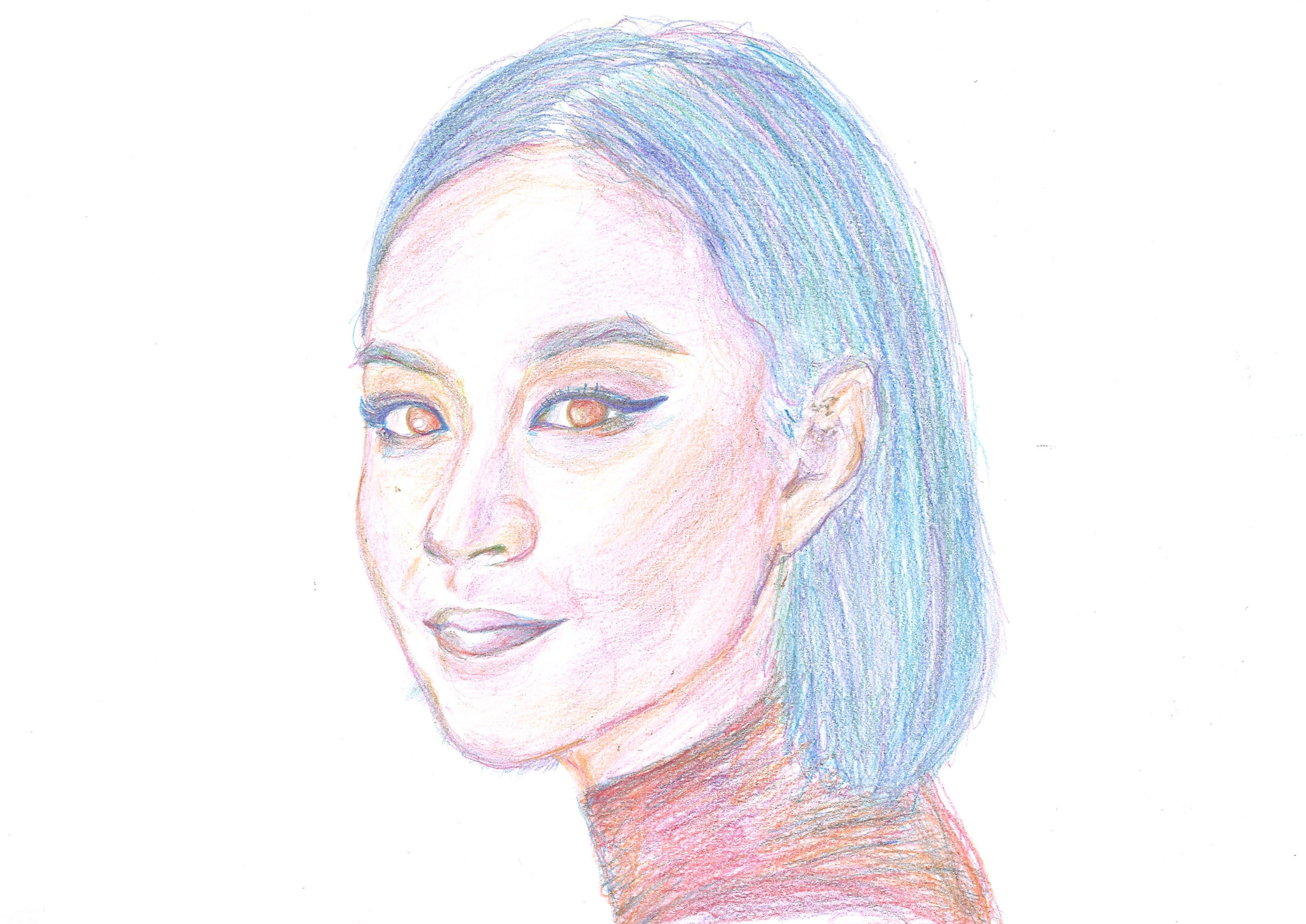 Colouring pencil portrait of Chloe gong