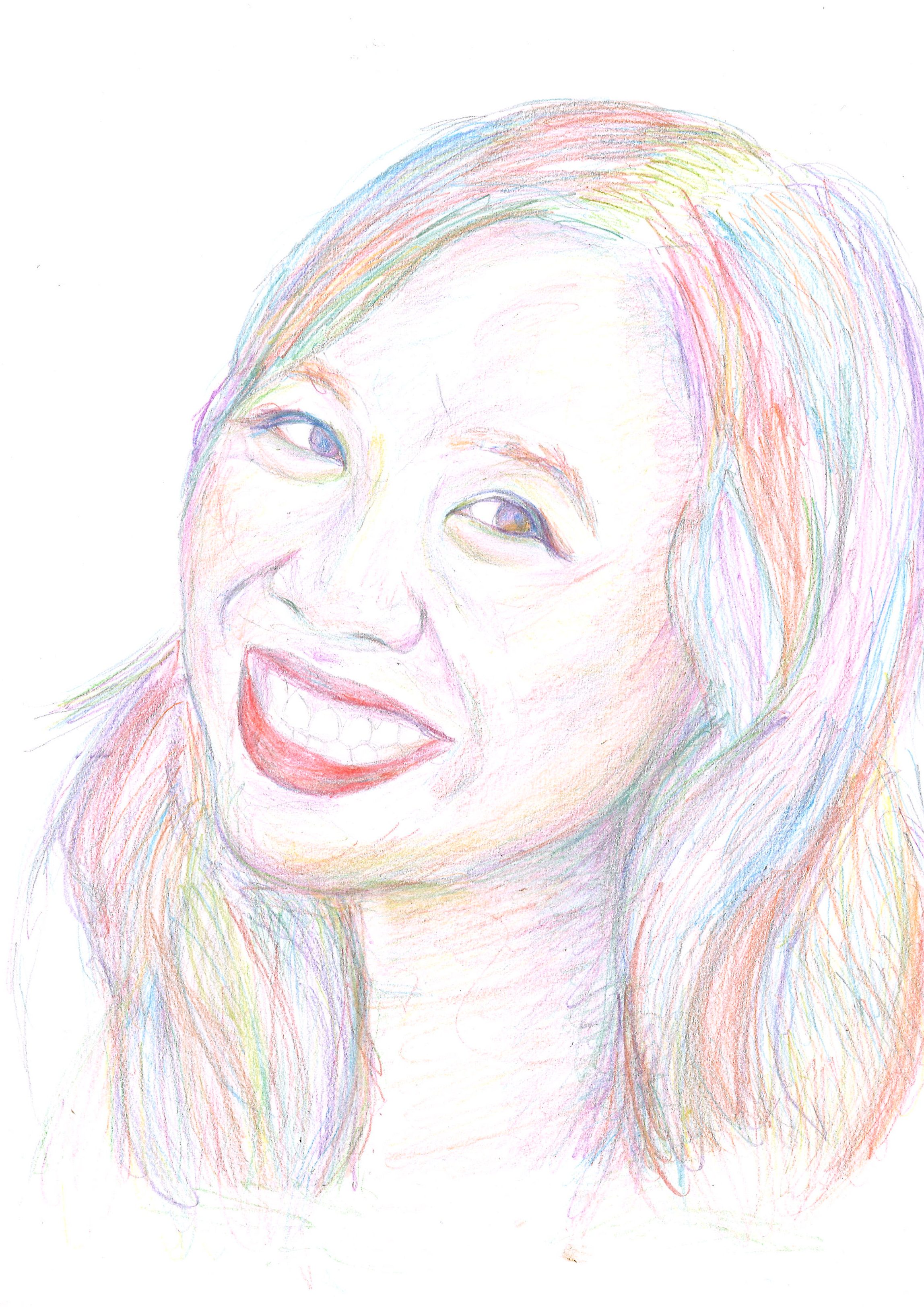 Colouring pencil portrait of Elizabeth Lim